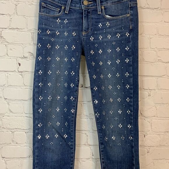 Paige 'Verdugo' Miles Embellished Mid Rise Jeweled Skinny Jean 25 - Picture 2 of 12